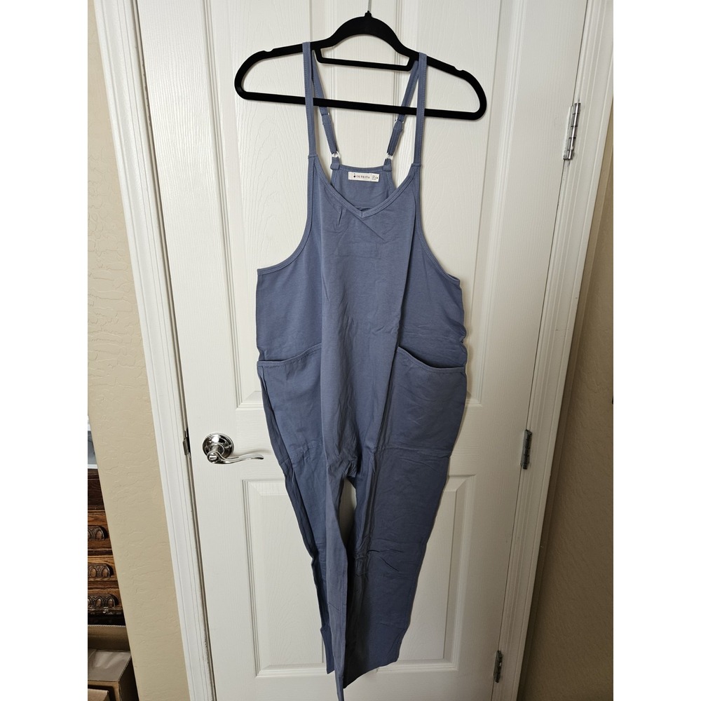 NIP OUFEIYA Women's Casual Jumper Romper Loose Baggy Jumpsuit, Blue, Med. (6)